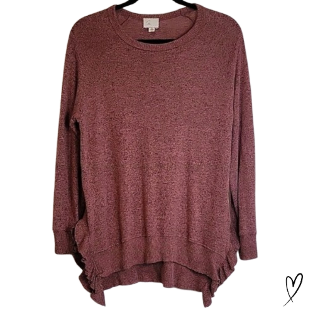 Anthropologie Sweater with Ruffled slits Oversized Postmark  Fits Medium, Tag XS